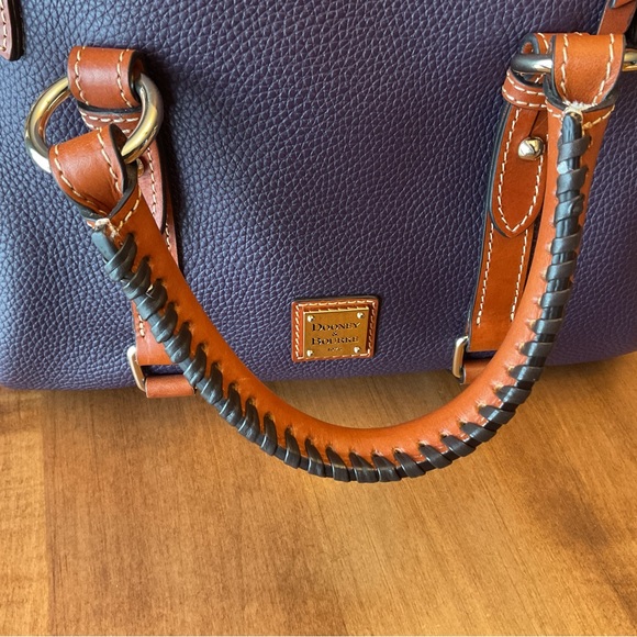 Dooney & Bourke Plum Wine Pebbled Leather Satchel with Whip Stitch - Picture 13 of 16